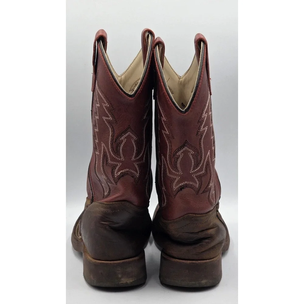 Cody James Boys Broad Square Toe Cowboy Boots Brown Leather Youth Size 2 D